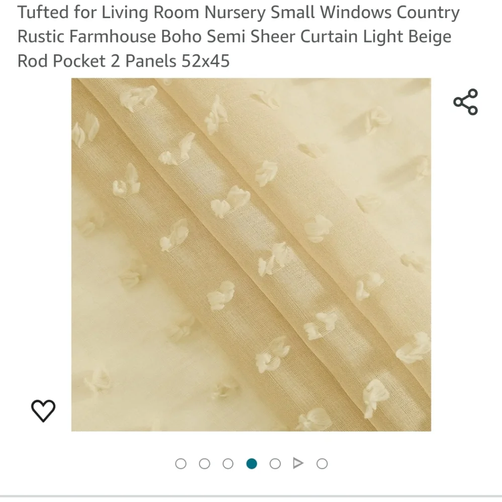 Gold Sheer Curtins 2 panels size 52×45 with Pom Pom Tufted Farmhouse Boh…